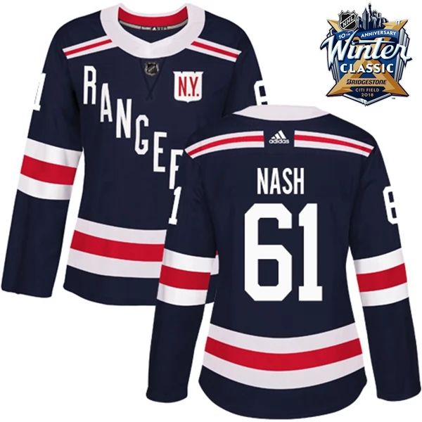 Damen New York Rangers Trikot Rick Nash 61 Navy Blau 2018 Winter Classic Authentic